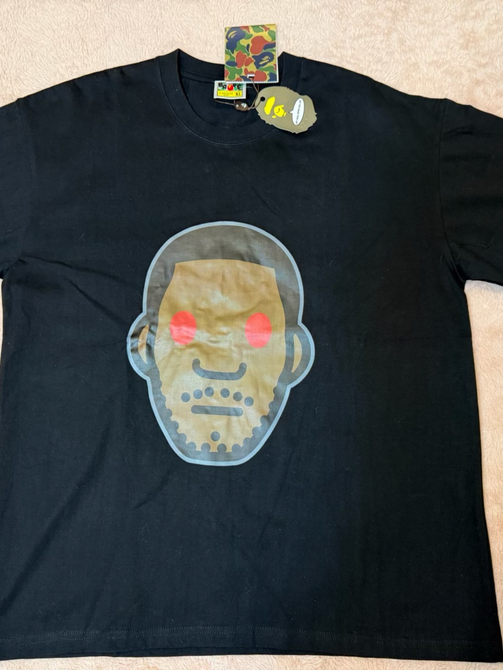 Bape Kids Black Graphic Buddha Face Tee